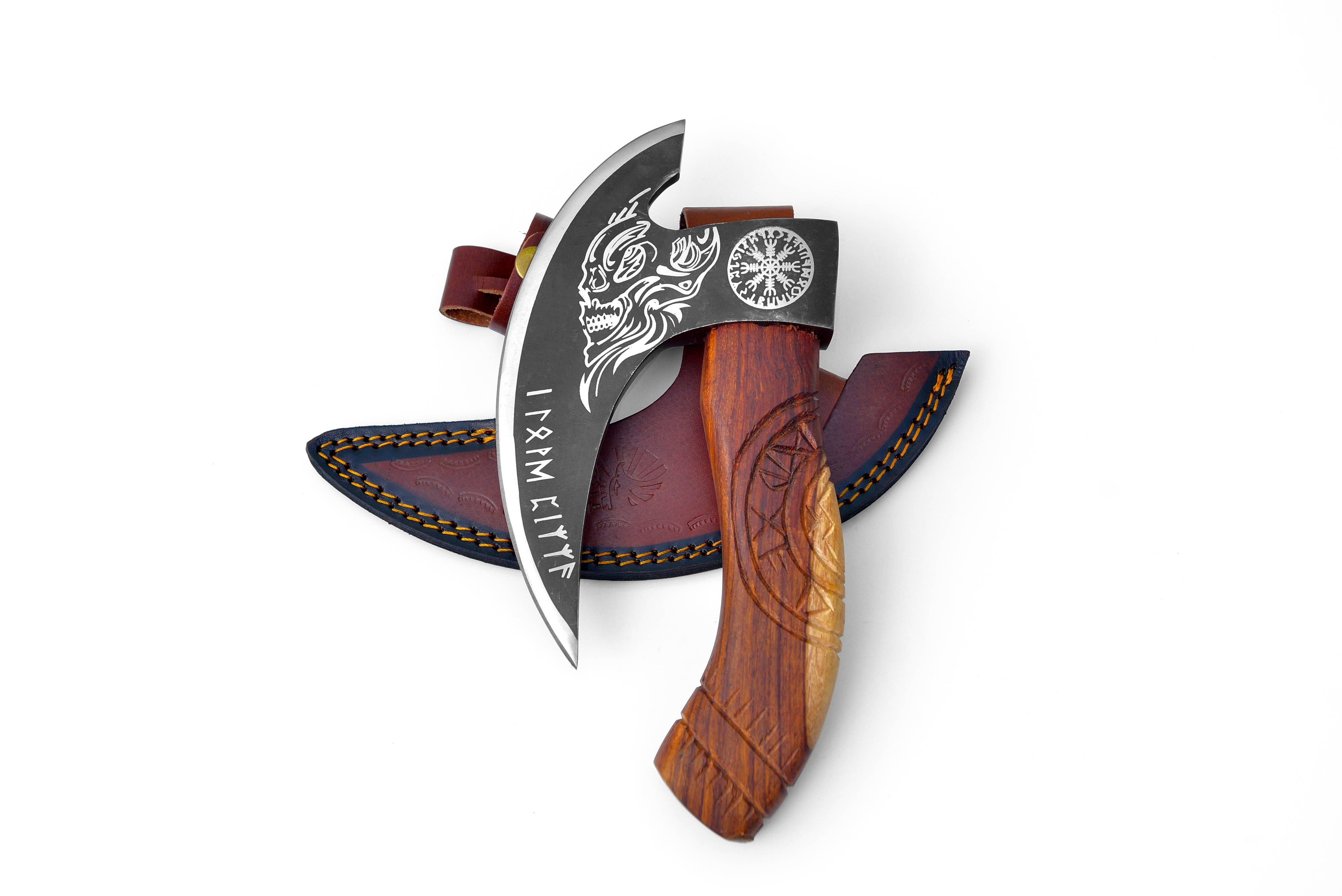 Pizza Cutter & Leather Hand Axe Sheath | Titan Nordic Raven